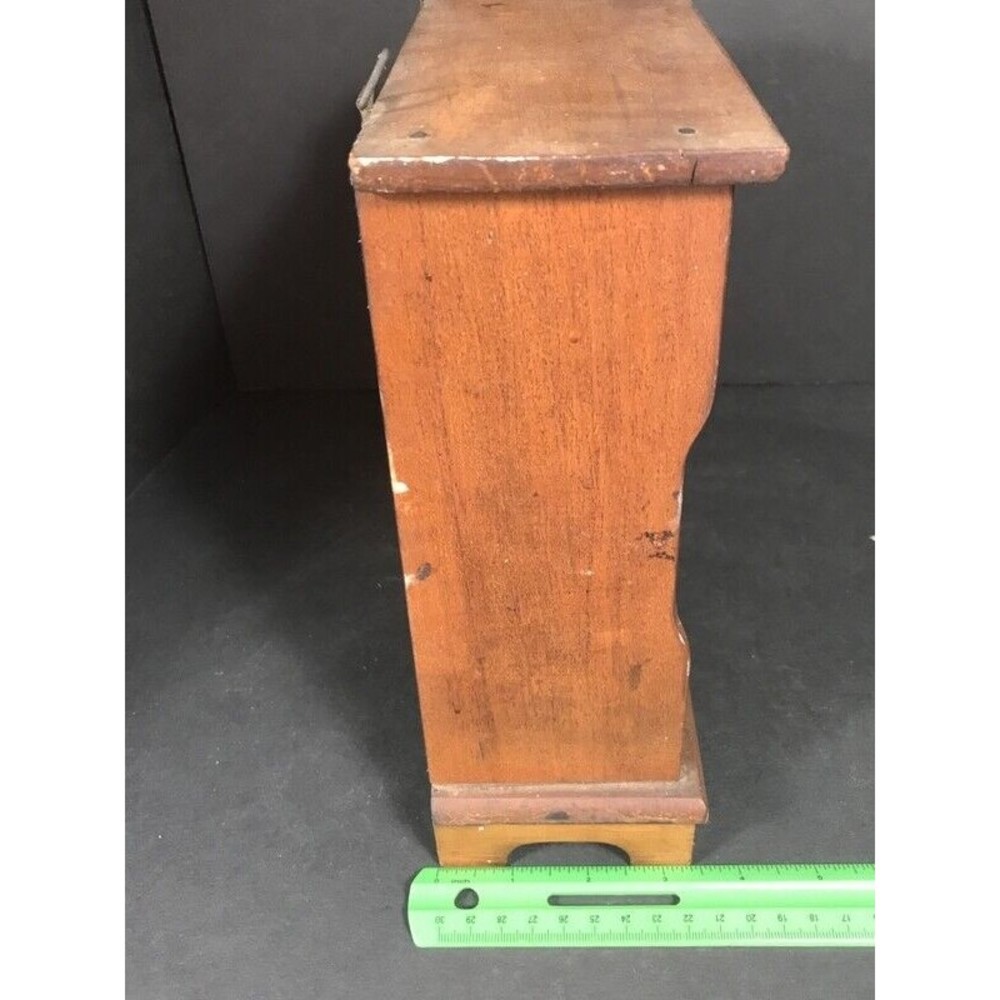 Vintage Spice cabinet German Rustic Wood farmhouse kitchen decor primitive prop - Picture 9 of 12